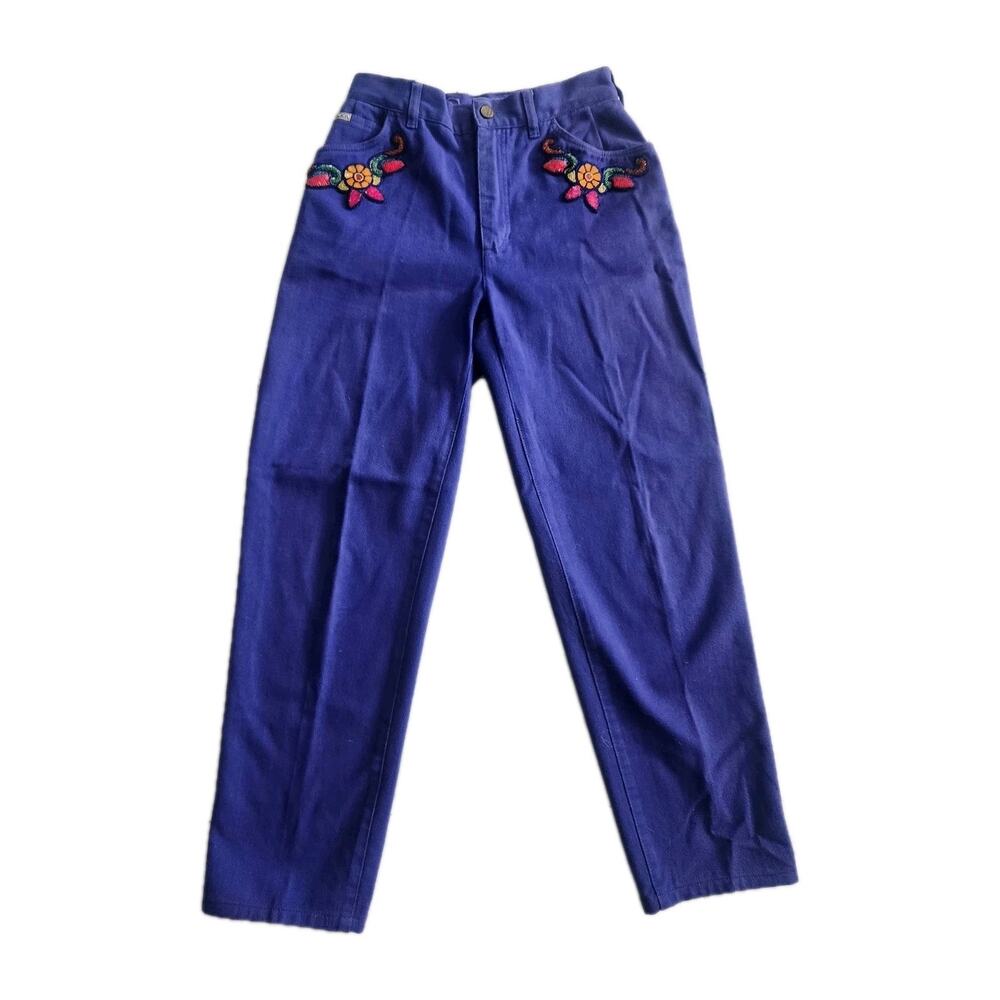 Vtg ESCADA Purple High Waist Ankle Jeans w/ Beaded Pocket sz 40 IT / 28 Usa